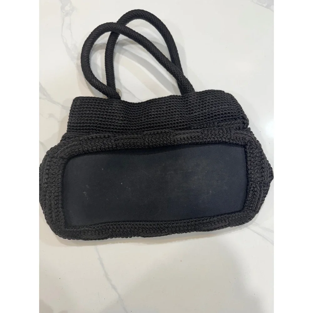 The Sak Black Woven Crochet Shoulder Bag Purse Tote